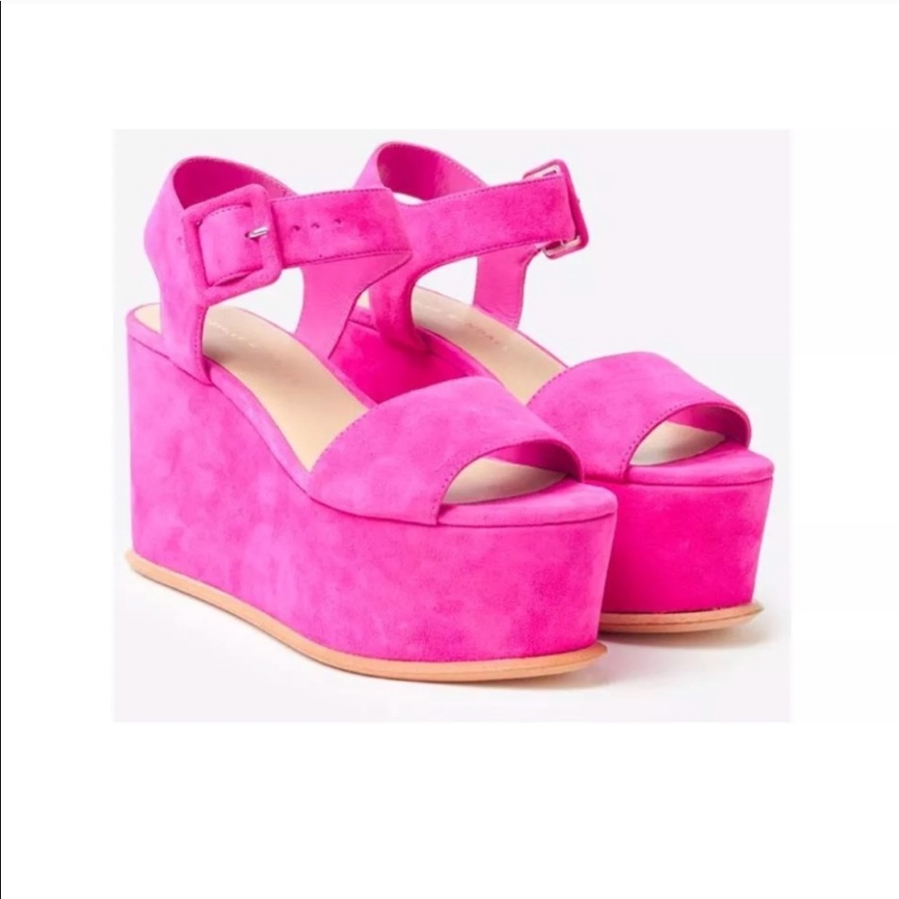 Loeffler Randal hot pink suede Alessa platforms
